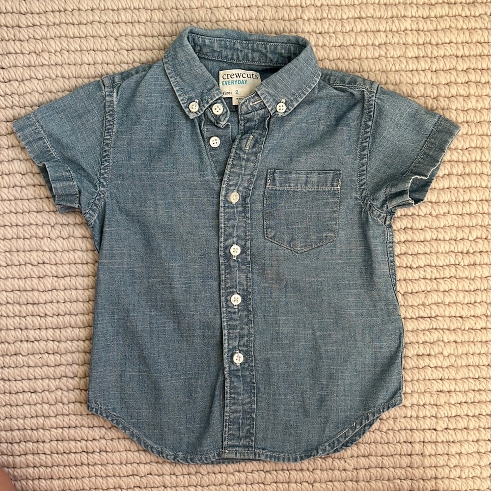 Crewcuts boys short sleeve chambray shirt
